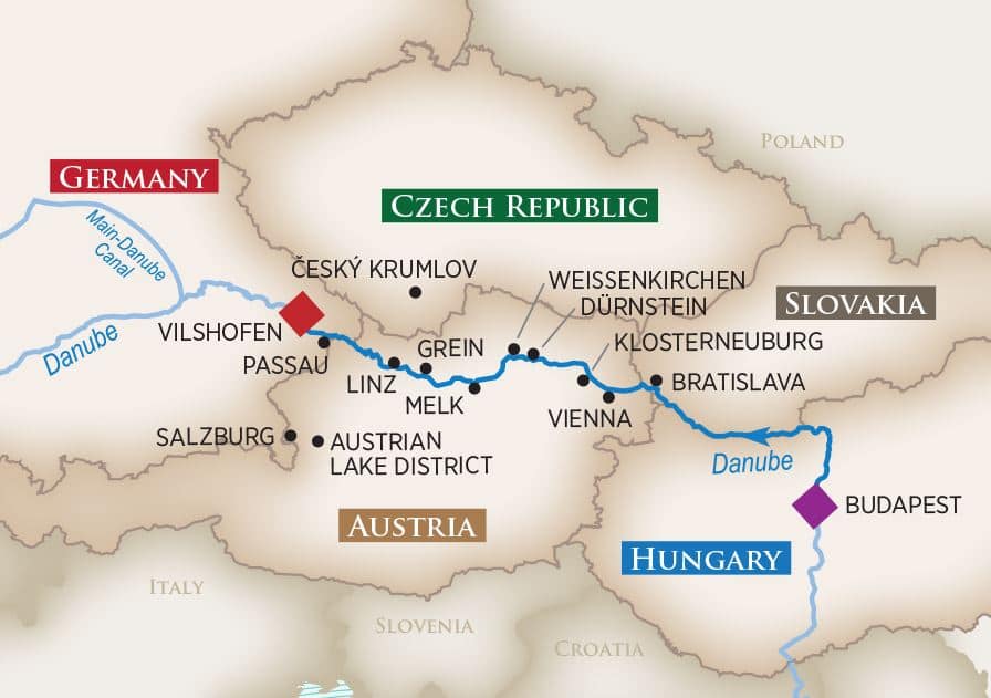 Danube River Cruise map